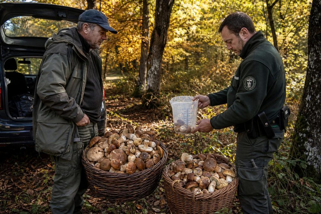 Dans un sous-bois, un amateur repart chargé : la jauge du garde révèle une règle méconnue à 5 litres