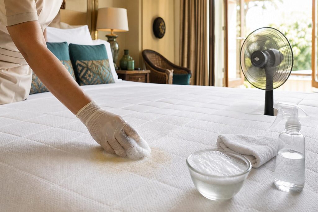 Matelas taché : l’astuce des hôtels pour le rafraîchir en profondeur sans jamais le détremper