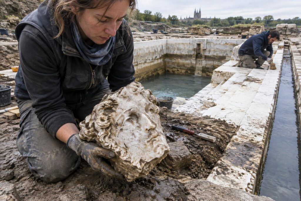 À Chartres, des archéologues mettent au jour des sculptures romaines rares : ce que révèle le sanctuaire géant et son étonnant système d’eau
