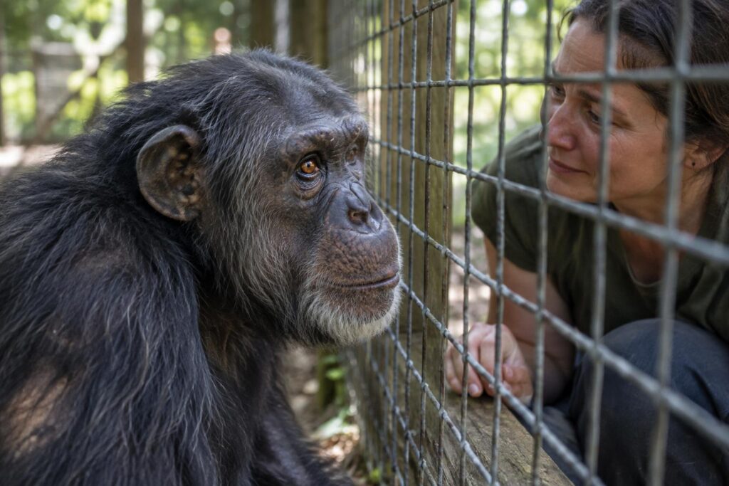 Aveugle depuis des années, ce chimpanzé de Louisiane retrouve la vue après une opération de la cataracte : « Le revoir me regarder, je ne l’oublierai jamais »