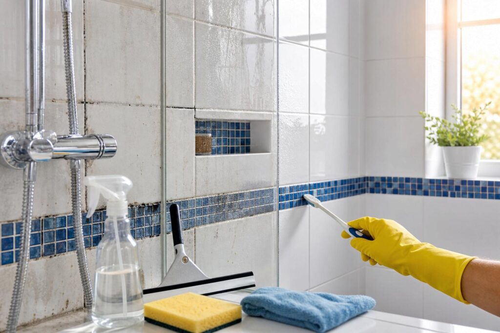 Carrelage de salle de bain terne et encrassé : la méthode pas à pas pour tout faire briller à nouveau