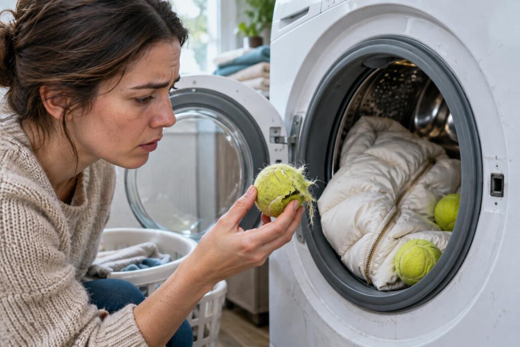Des balles de tennis dans la machine à laver : combien en mettre, pour quels vêtements et quand ce truc viral abîme votre linge