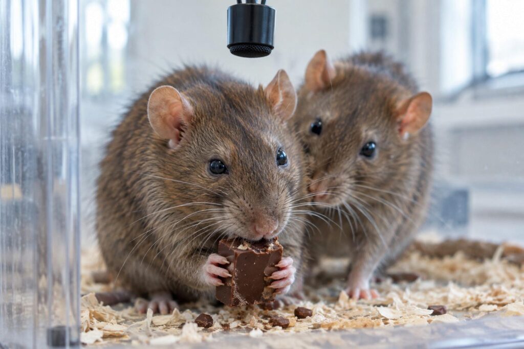 Des rats mangent du chocolat et émettent un cri que l’oreille humaine ne perçoit pas : ce que ce son révèle sur le plaisir animal