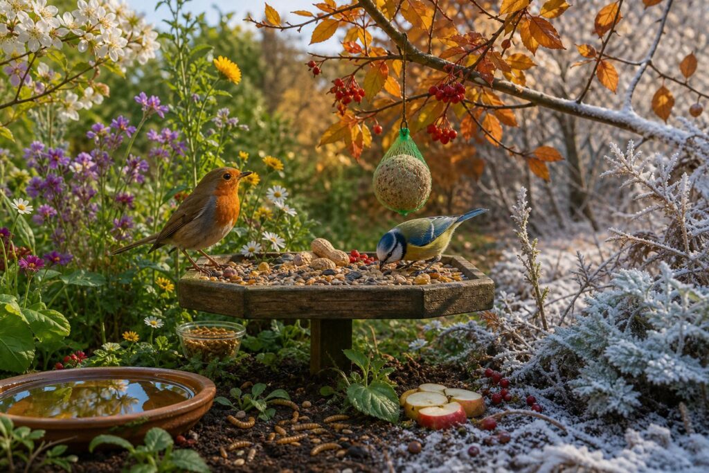 Graines, boules de graisse, fruits : quoi donner aux oiseaux, et à quel moment de l’année
