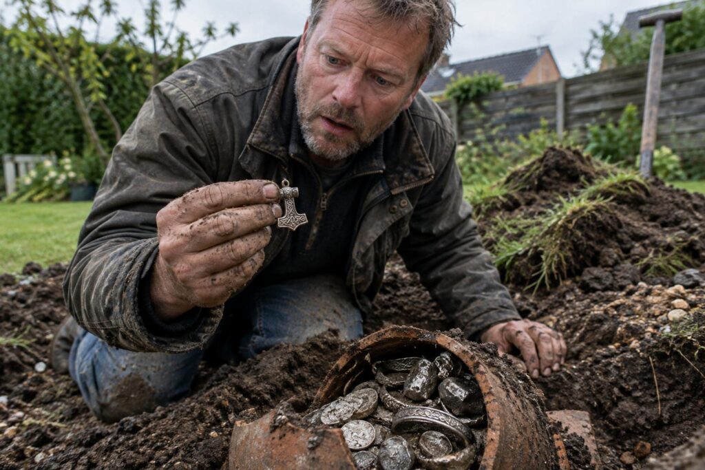 Il voulait juste refaire son jardin : il déterre 18,5 kg d’argent viking et un minuscule marteau de Thor