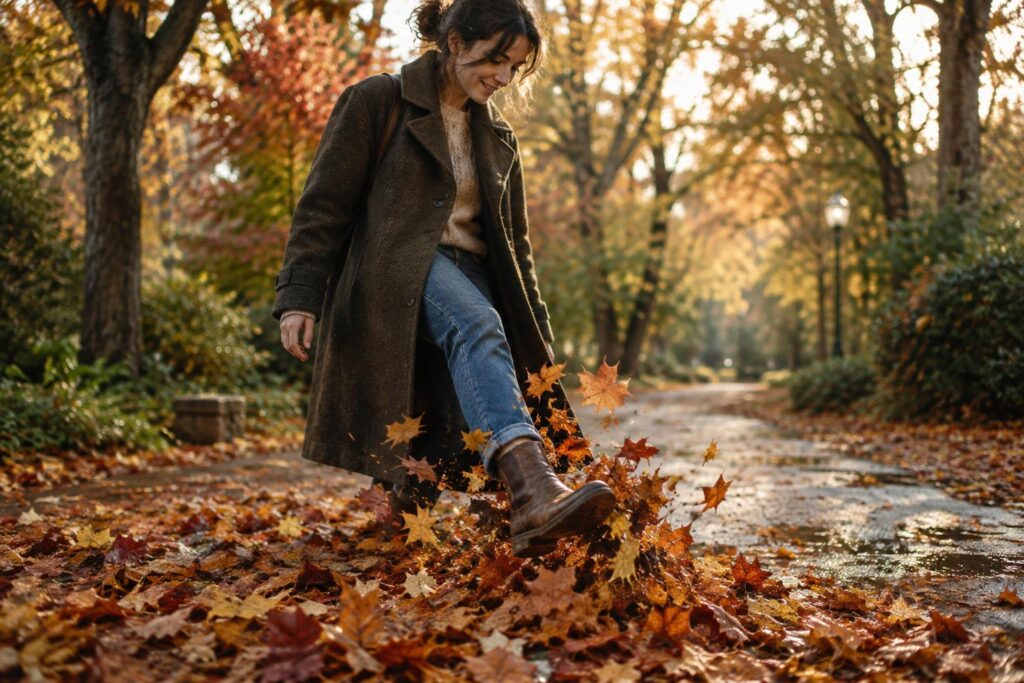 Les personnes qui adorent marcher sur les feuilles mortes qui craquent partagent presque toujours ces 8 traits de personnalité