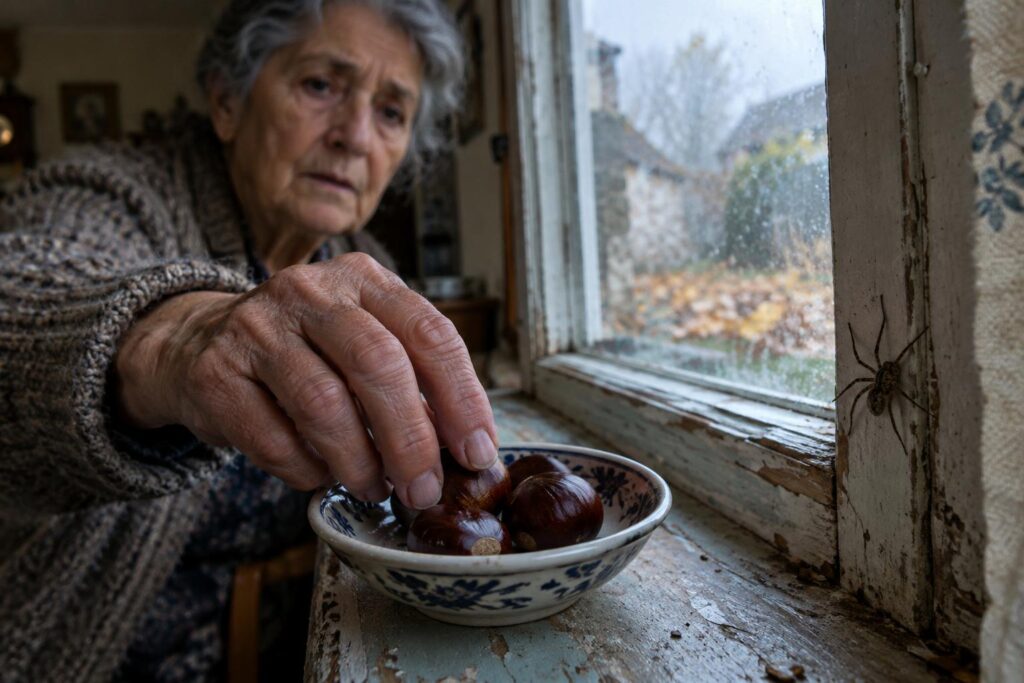 Nos grands-mères posaient des marrons sur le rebord des fenêtres dès les premiers froids : voici pourquoi le geste revient quand les araignées entrent dans les maisons