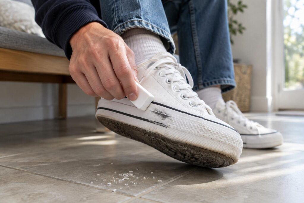 Passer une gomme à effacer sur ses baskets : à quoi ça sert et pourquoi l’astuce devient virale