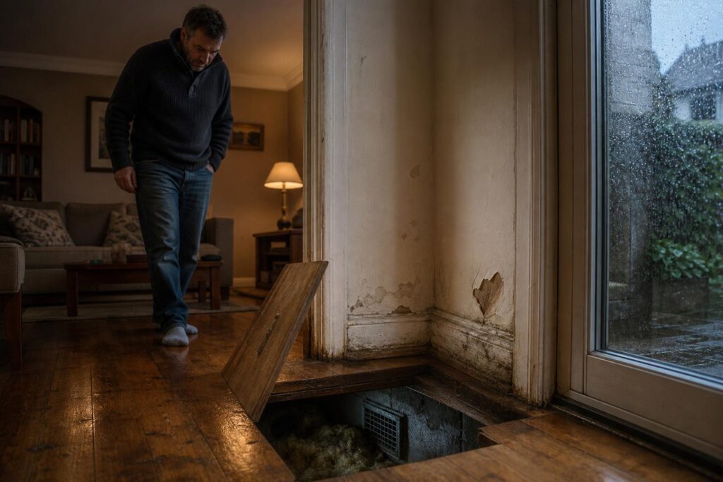 Pour supprimer le froid qui montait du plancher, j’ai bouché les grilles d’aération de mon vide-sanitaire : dix-huit mois plus tard, en marchant près du mur, j’ai compris
