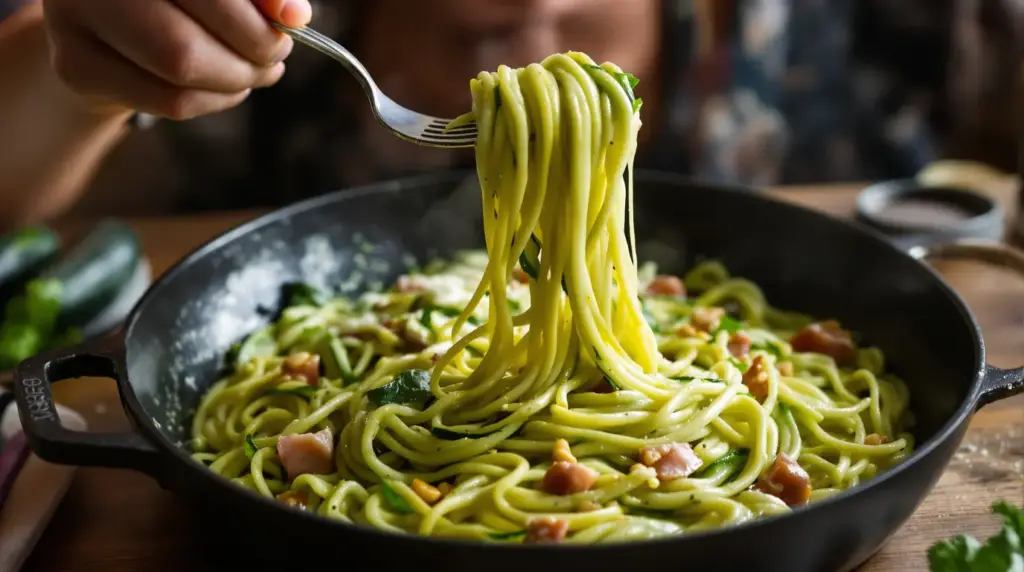 Pâtes à la crème de courgette et burrata : la recette express qui transforme un dîner ordinaire en festin italien