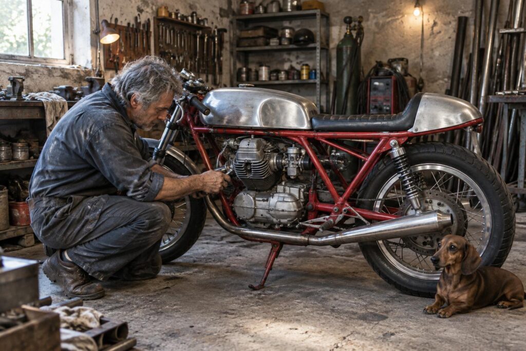 Un ingénieur conçoit une moto dans son sous-sol et lui donne le nom de son chien : sans le savoir, il sauvait une marque mythique
