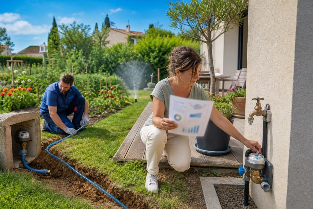 Un propriétaire fait créer une arrivée d’eau distincte : après les travaux, une part de sa facture change de calcul
